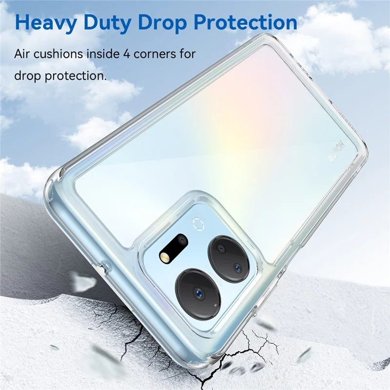 For Honor X7a 5G Clear Phone Case TPU + Acrylic Anti-drop Cell Phone Cover - Transparent