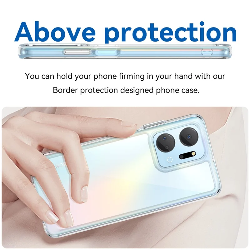 For Honor X7a 5G Clear Phone Case TPU + Acrylic Anti-drop Cell Phone Cover - Transparent
