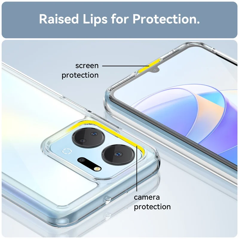 For Honor X7a 5G Clear Phone Case TPU + Acrylic Anti-drop Cell Phone Cover - Transparent
