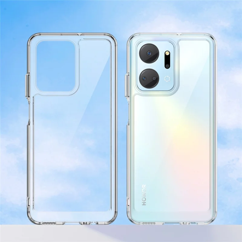 For Honor X7a 5G Clear Phone Case TPU + Acrylic Anti-drop Cell Phone Cover - Transparent