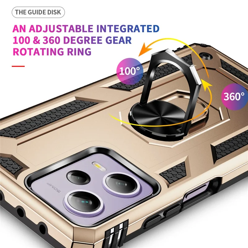 Ring Holder Kickstand Handyhülle für Xiaomi Redmi Note 12 Pro 5G / Note 12 Pro Speed 5G / Poco X5 Pro 5G, TPU + PC Hybrid Cover - Gold