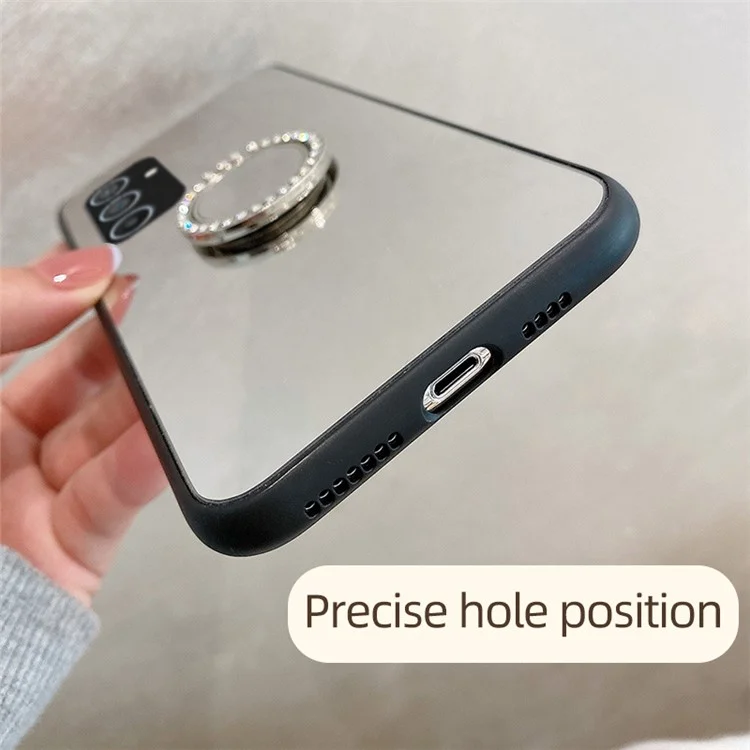 For Samsung Galaxy A54 5G Makeup Mirror Case Kickstand TPU + PC Anti-Scratch Phone Cover - Silver