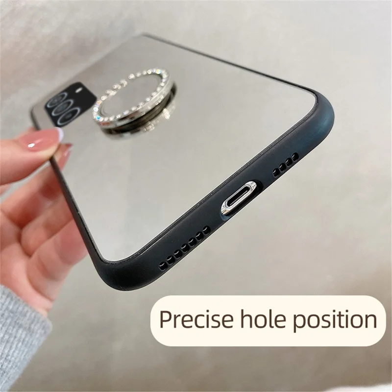 For Samsung Galaxy A54 5G Makeup Mirror Case Kickstand TPU + PC Anti-Scratch Phone Cover - Gold