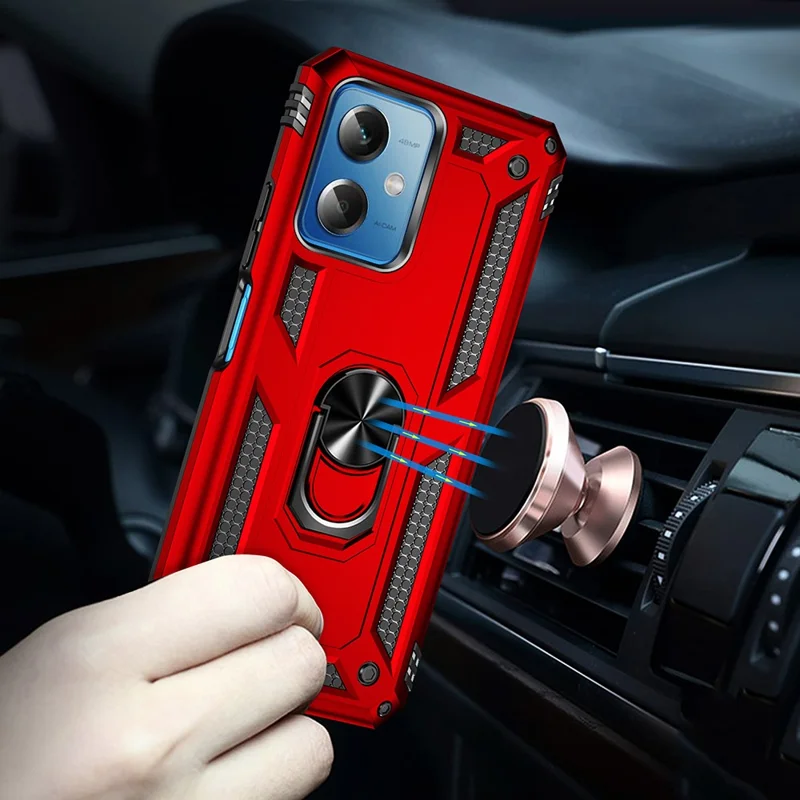 For Xiaomi Redmi Note 12 5G (Global) / (India) / (China) / Poco X5 5G Ring Kickstand Phone Case TPU + PC Cell Phone Cover - Red