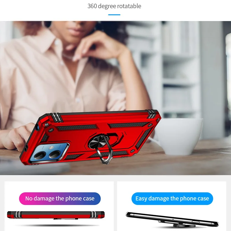 For Xiaomi Redmi Note 12 5G (Global) / (India) / (China) / Poco X5 5G Ring Kickstand Phone Case TPU + PC Cell Phone Cover - Red
