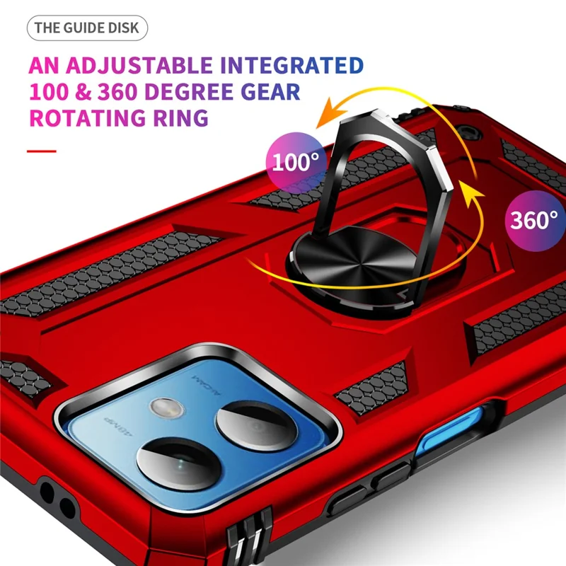 For Xiaomi Redmi Note 12 5G (Global) / (India) / (China) / Poco X5 5G Ring Kickstand Phone Case TPU + PC Cell Phone Cover - Red