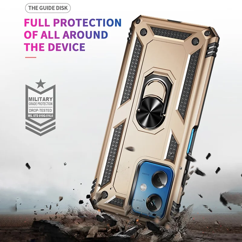 For Xiaomi Redmi Note 12 5G (Global) / (India) / (China) / Poco X5 5G Ring Kickstand Phone Case TPU + PC Cell Phone Cover - Gold