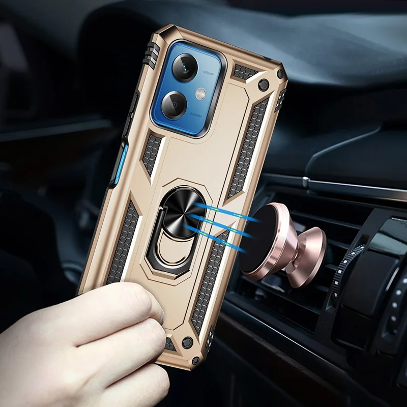 For Xiaomi Redmi Note 12 5G (Global) / (India) / (China) / Poco X5 5G Ring Kickstand Phone Case TPU + PC Cell Phone Cover - Gold