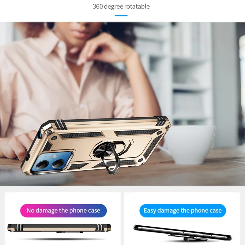 For Xiaomi Redmi Note 12 5G (Global) / (India) / (China) / Poco X5 5G Ring Kickstand Phone Case TPU + PC Cell Phone Cover - Gold
