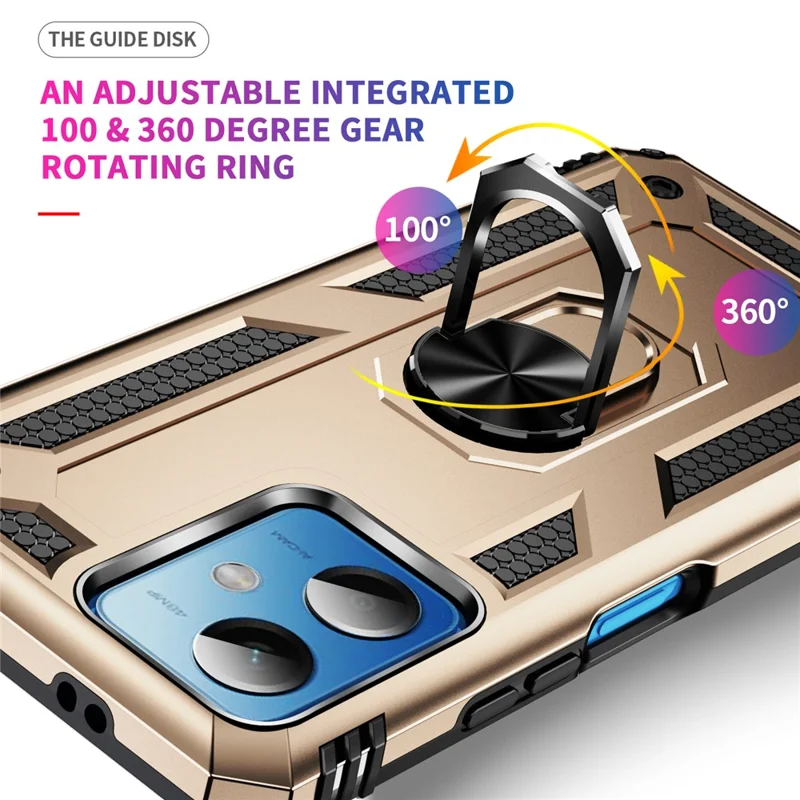For Xiaomi Redmi Note 12 5G (Global) / (India) / (China) / Poco X5 5G Ring Kickstand Phone Case TPU + PC Cell Phone Cover - Gold