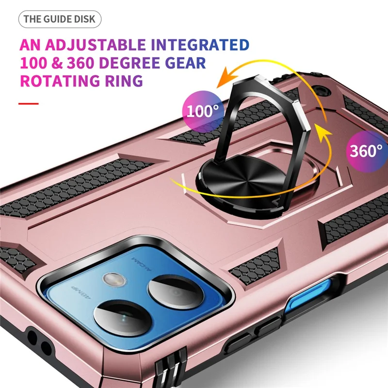 For Xiaomi Redmi Note 12 5G (Global) / (India) / (China) / Poco X5 5G Ring Kickstand Phone Case TPU + PC Cell Phone Cover - Rose Gold