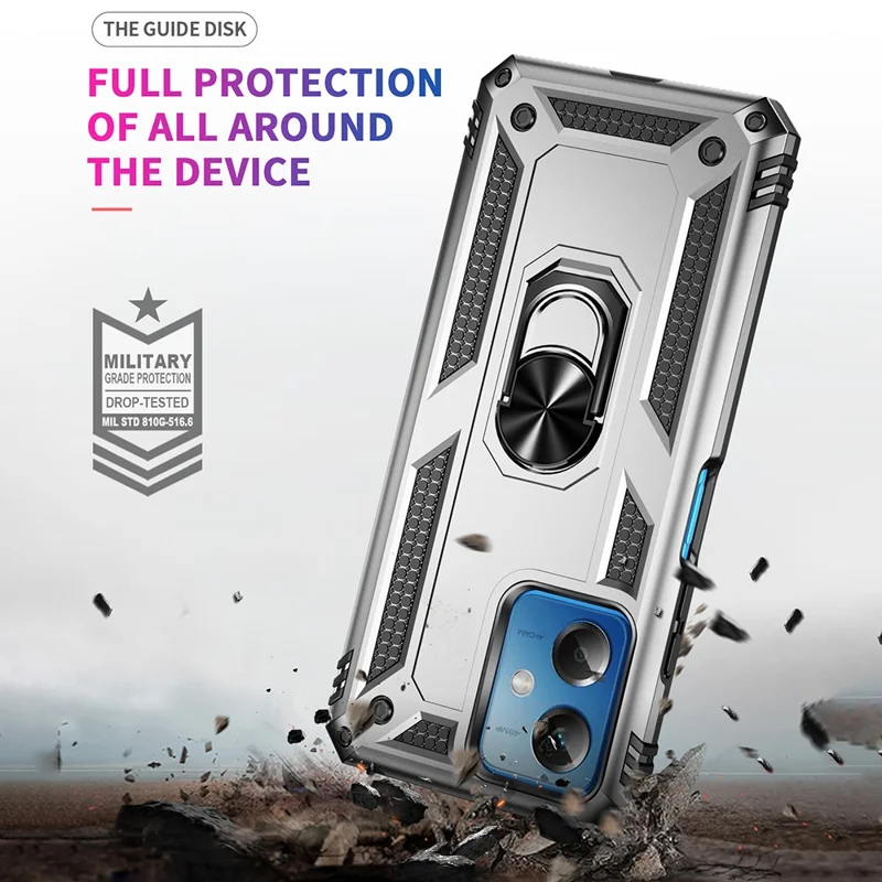 For Xiaomi Redmi Note 12 5G (Global) / (India) / (China) / Poco X5 5G Ring Kickstand Phone Case TPU + PC Cell Phone Cover - Silver