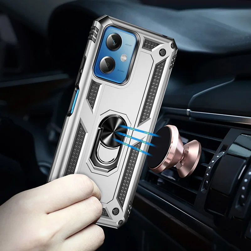 For Xiaomi Redmi Note 12 5G (Global) / (India) / (China) / Poco X5 5G Ring Kickstand Phone Case TPU + PC Cell Phone Cover - Silver