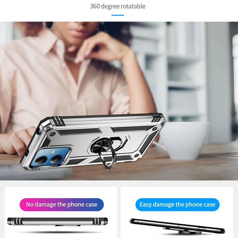 For Xiaomi Redmi Note 12 5G (Global) / (India) / (China) / Poco X5 5G Ring Kickstand Phone Case TPU + PC Cell Phone Cover - Silver