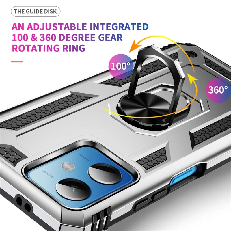 For Xiaomi Redmi Note 12 5G (Global) / (India) / (China) / Poco X5 5G Ring Kickstand Phone Case TPU + PC Cell Phone Cover - Silver
