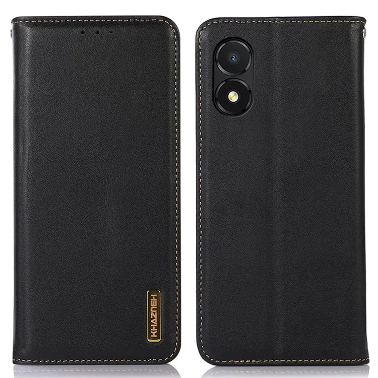 KHAZNEH для Honor X5 4G RFID Блокирующий бумажник Чехол для телефона Genuine Cowhide Leather Stand Cell Phone Cover - Черный