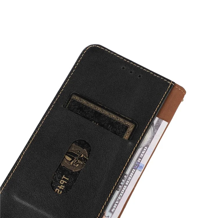 KHAZNEH для Honor X5 4G RFID Блокирующий бумажник Чехол для телефона Genuine Cowhide Leather Stand Cell Phone Cover - Черный