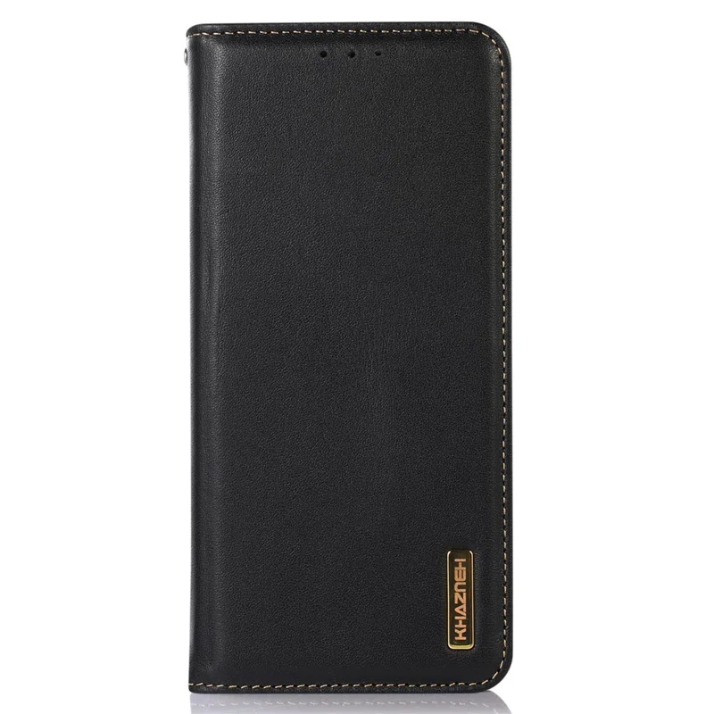 KHAZNEH for Xiaomi 13 Lite / Civi 2 5G Phone Wallet Case RFID Blocking Stand Genuine Cowhide Leather Phone Cover - Black