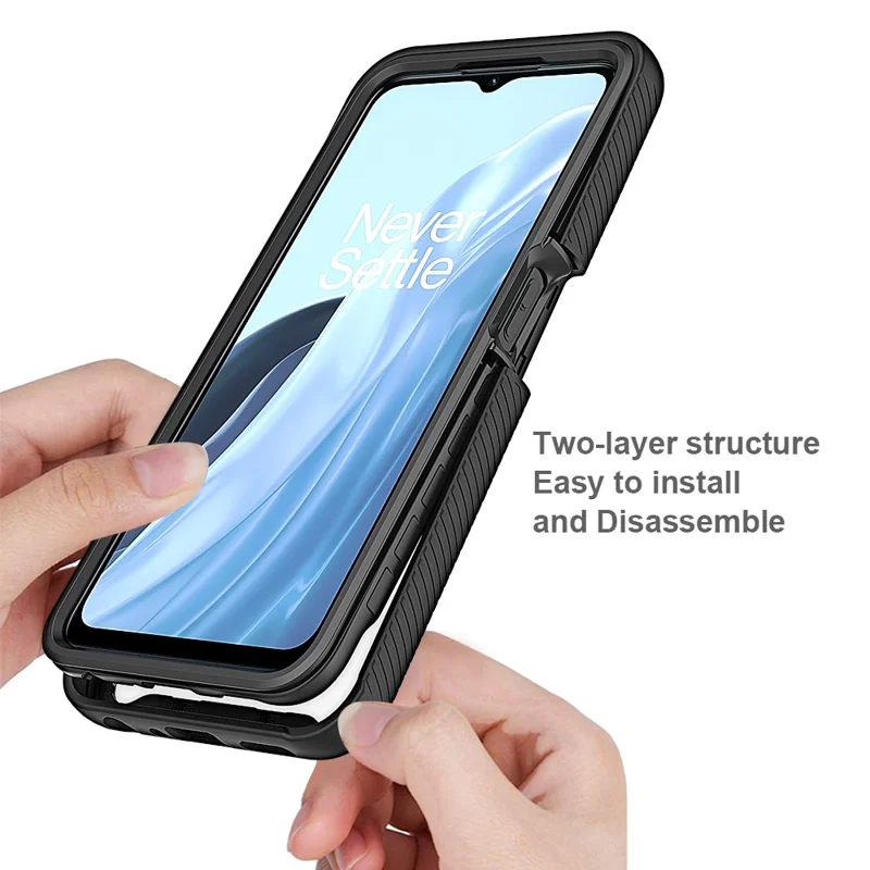 For OnePlus Nord N300 5G / Oppo A57 4G / A57 (2022) 5G / A57s 4G Phone Case PC + TPU Phone Cover with PET Screen Protector - Dark Blue