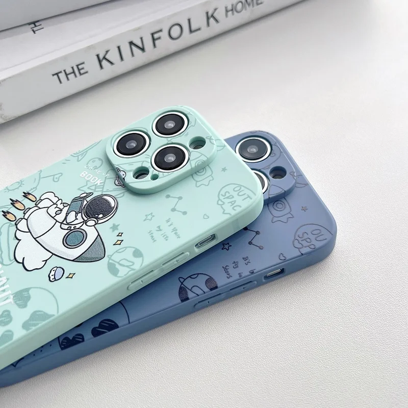 For iPhone 14 Pro Astronaut Pattern TPU Phone Case Drop-proof Smartphone Back Cover - Blue