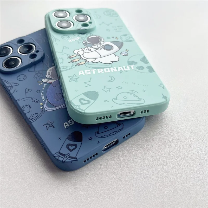 For iPhone 14 Pro Astronaut Pattern TPU Phone Case Drop-proof Smartphone Back Cover - Blue