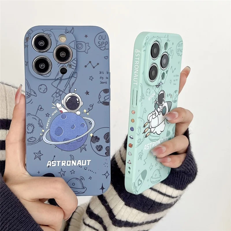 For iPhone 14 Pro Astronaut Pattern TPU Phone Case Drop-proof Smartphone Back Cover - Blue