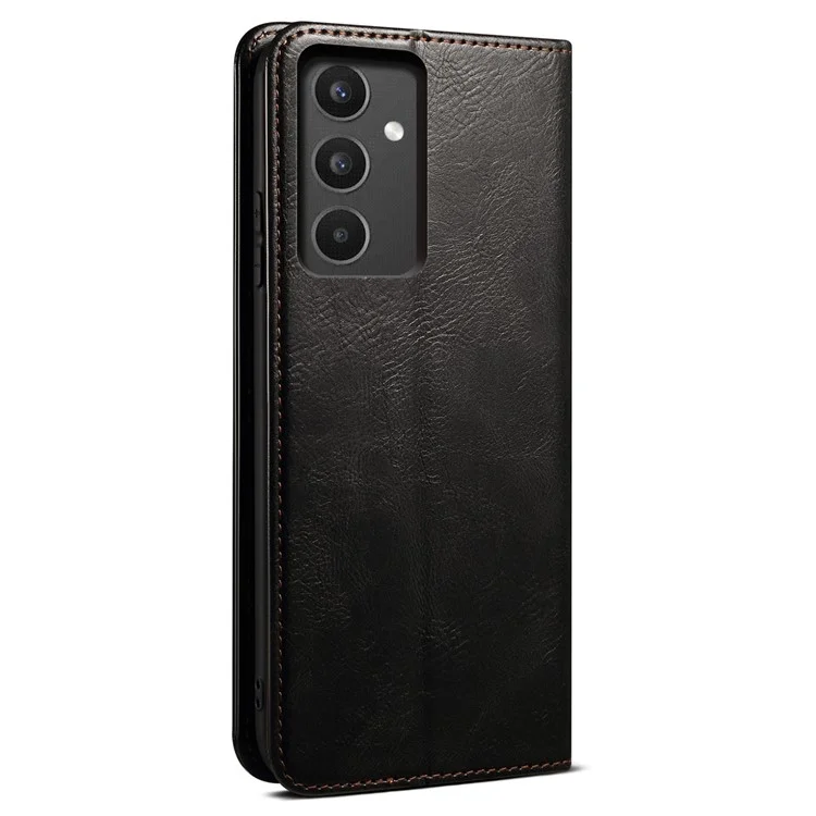 Чехол для телефона Samsung Galaxy A34 5G - Waxy Crazy Horse Texture Stand Wallet Cell Phone Case - Black