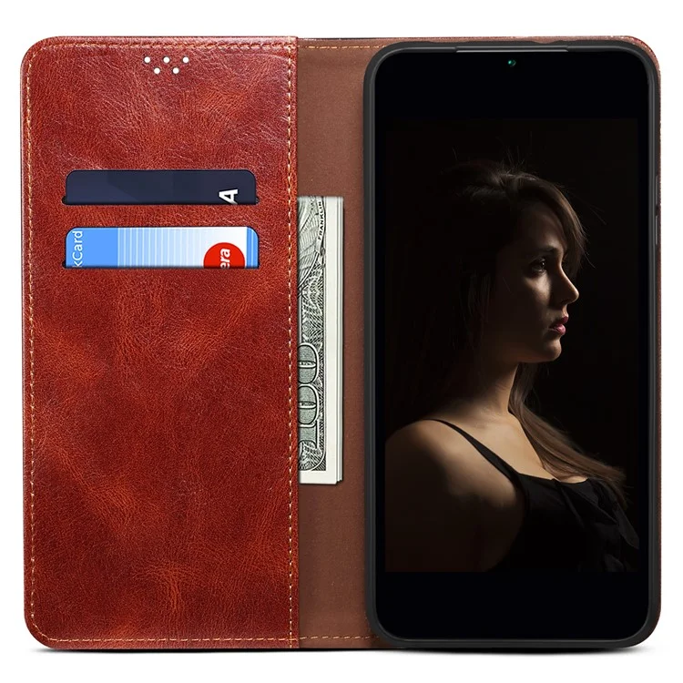 Étui de téléphone en cuir pour vivo S16 Pro / S16, texture de cheval fou cireux, étui portefeuille pour téléphone portable avec support - Marron
