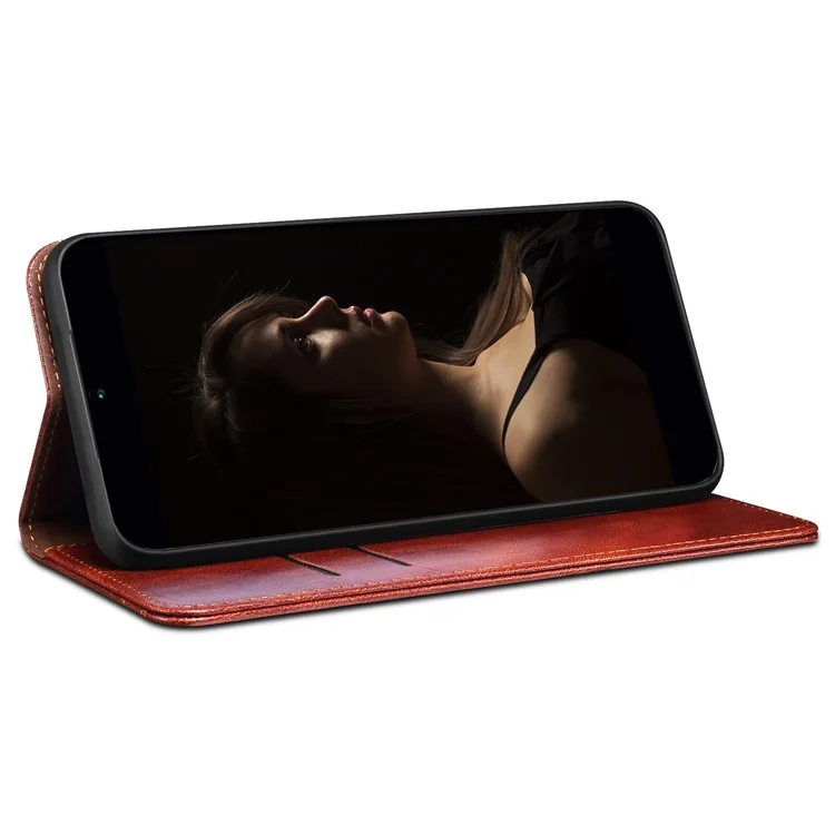 Étui de téléphone en cuir pour vivo S16 Pro / S16, texture de cheval fou cireux, étui portefeuille pour téléphone portable avec support - Marron