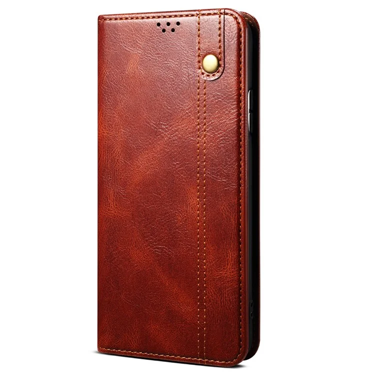 Étui de téléphone en cuir pour vivo S16 Pro / S16, texture de cheval fou cireux, étui portefeuille pour téléphone portable avec support - Marron