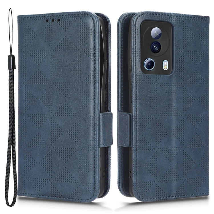 Для Xiaomi 13 Lite / Civi 2 5G Кожаный кошелек для телефона Чехол с тиснением в виде треугольного рисунка Чехол для смартфона - Синий