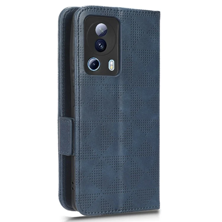 Для Xiaomi 13 Lite / Civi 2 5G Кожаный кошелек для телефона Чехол с тиснением в виде треугольного рисунка Чехол для смартфона - Синий