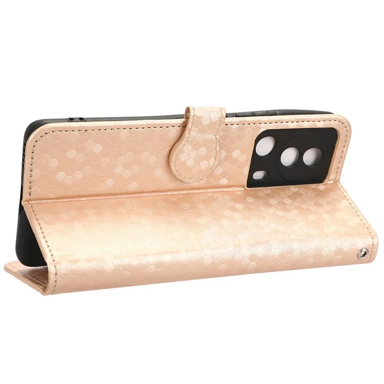 Pour Xiaomi 13 Lite / Civi 2 5G Dot Wallet Phone Case Pattern Imprinted Leather Phone Stand Cover - Rose Gold