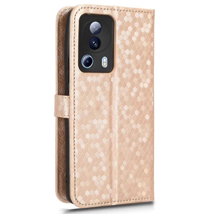 Pour Xiaomi 13 Lite / Civi 2 5G Dot Wallet Phone Case Pattern Imprinted Leather Phone Stand Cover - Rose Gold
