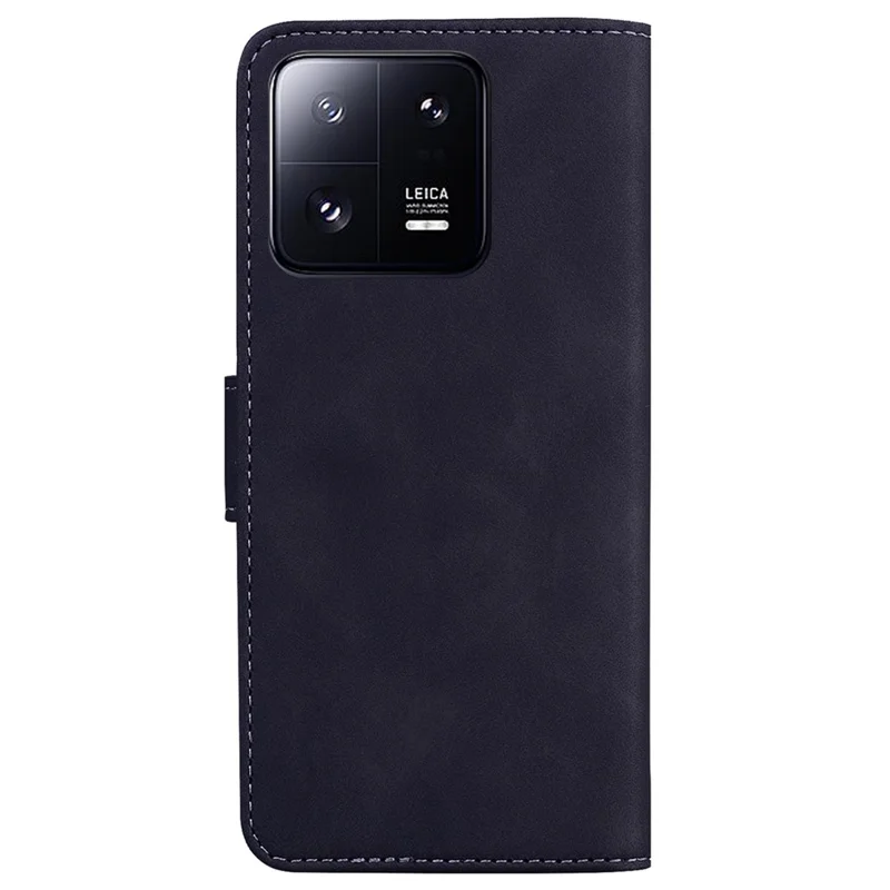 For Xiaomi 13 Pro 5G Phone Stand Case Solid Color PU Leather Wallet Smartphone Cover - Black