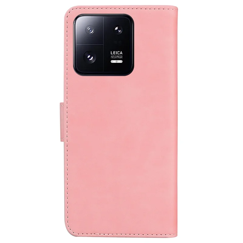 Para Xiaomi 13 Pro 5G Soporte de Teléfono Estuche Color Sólido Cartera de Cuero de PU Funda para Teléfono Inteligente - Rosa