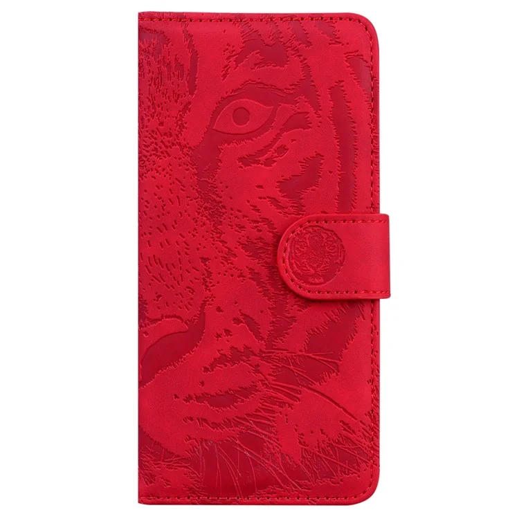 For Xiaomi 13 Pro 5G Cell Phone Case Tiger Imprinted PU Leather Wallet Stand Protective Cover - Red