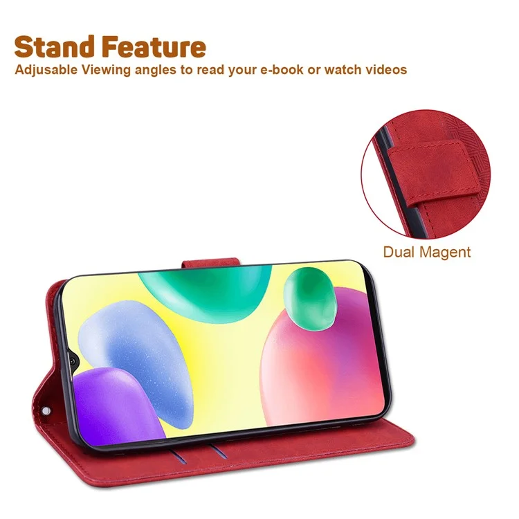 For Xiaomi 13 Pro 5G Magnetic Closure Phone Case Leather Imprinted Geometry Pattern Stand Wallet Shell - Red