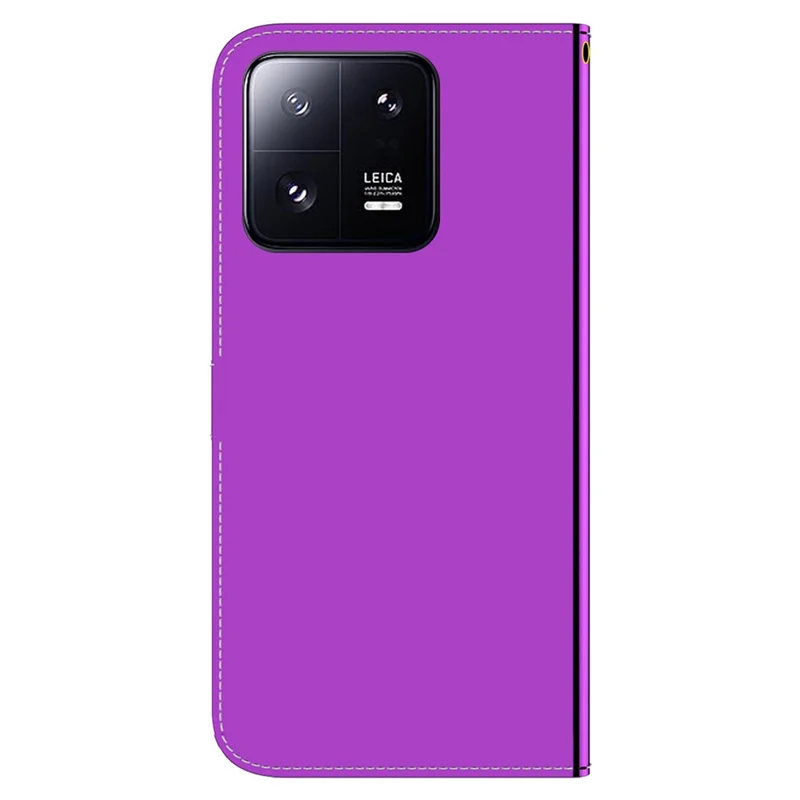 For Xiaomi 13 Pro 5G Leather Phone Case Mirror-like Surface Wallet Stand Phone Cover - Purple