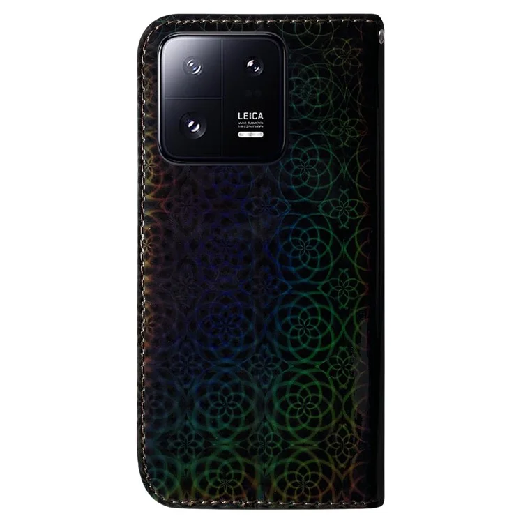 Per Xiaomi 13 Pro 5G Stand Phone Wallet Cover Dazzling Flower Pattern PU Leather Cell Phone Case - Black