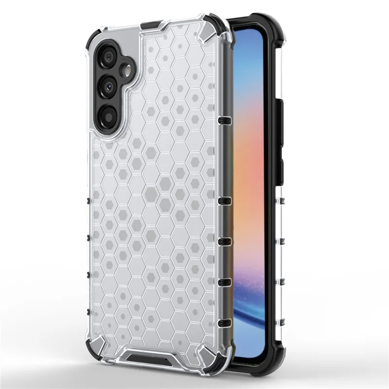 For Samsung Galaxy A34 5G Honeycomb Texture Protective Phone Case TPU+PC Shockproof Phone Cover - Grey