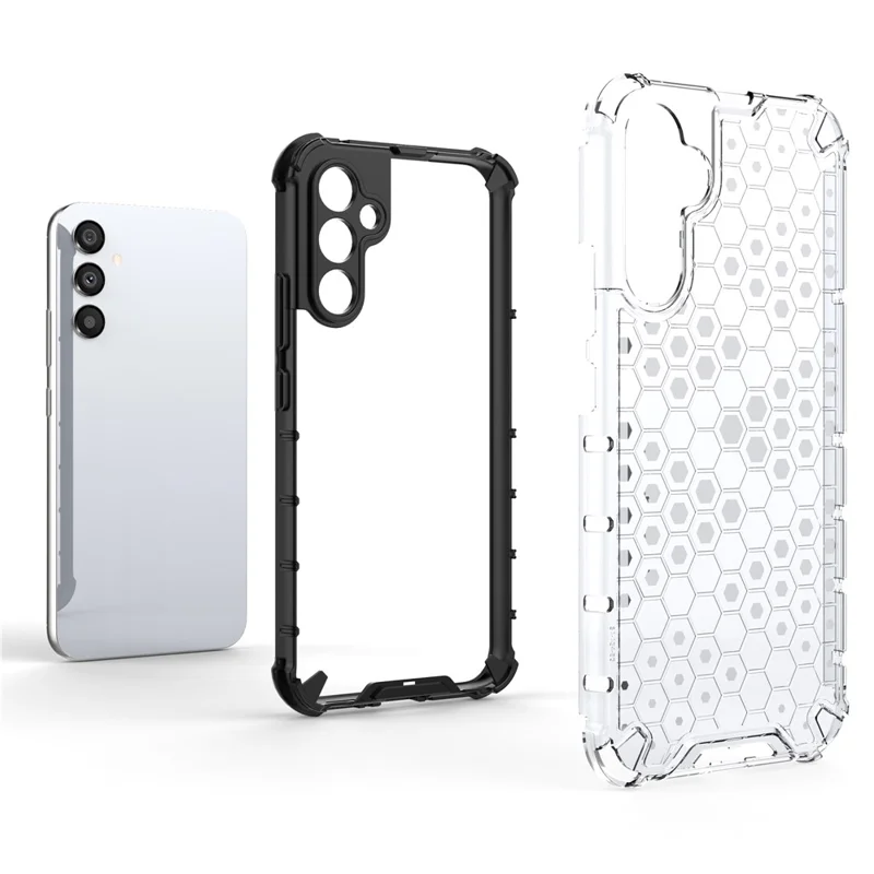 For Samsung Galaxy A34 5G Honeycomb Texture Protective Phone Case TPU+PC Shockproof Phone Cover - Grey