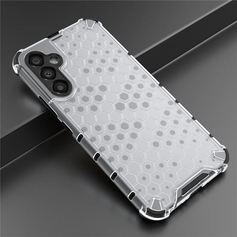 For Samsung Galaxy A34 5G Honeycomb Texture Protective Phone Case TPU+PC Shockproof Phone Cover - Grey