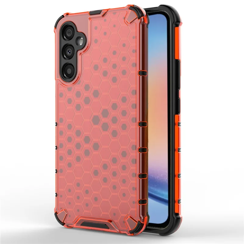 Per Samsung Galaxy A34 5G Honeycomb Texture Protective Phone Case TPU+PC Shockproof Phone Cover - Rosso