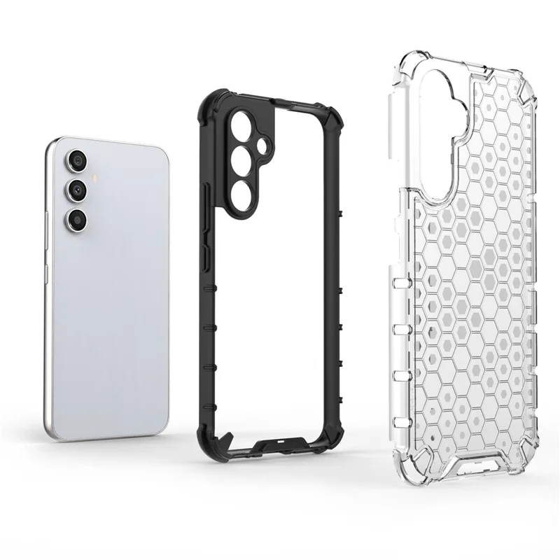 For Samsung Galaxy A54 5G Honeycomb Texture TPU+PC Phone Case Shockproof Back Cover - Grey