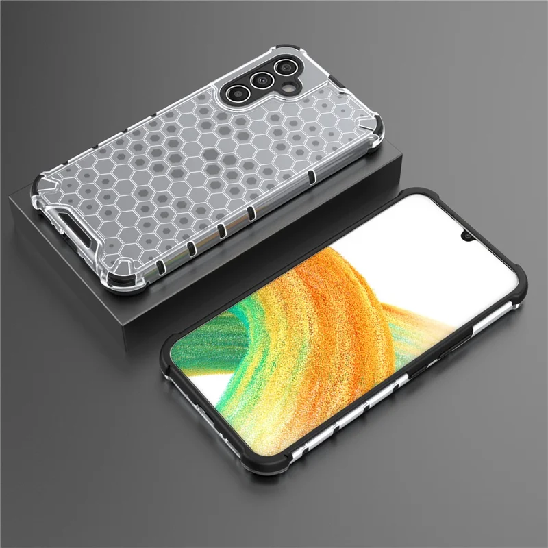 For Samsung Galaxy A54 5G Honeycomb Texture TPU+PC Phone Case Shockproof Back Cover - Grey