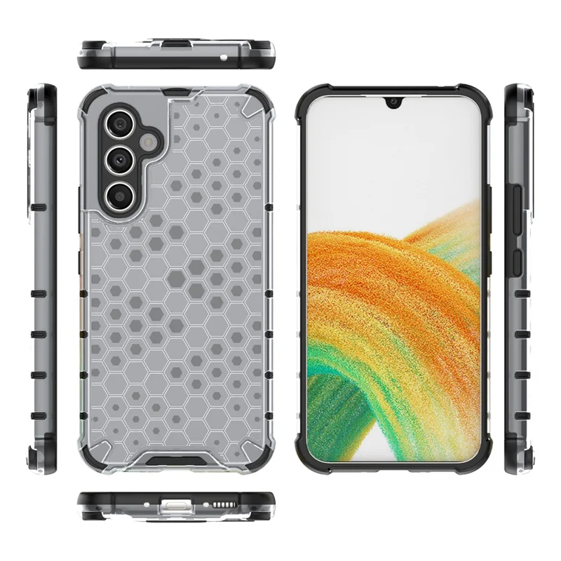 For Samsung Galaxy A54 5G Honeycomb Texture TPU+PC Phone Case Shockproof Back Cover - Grey