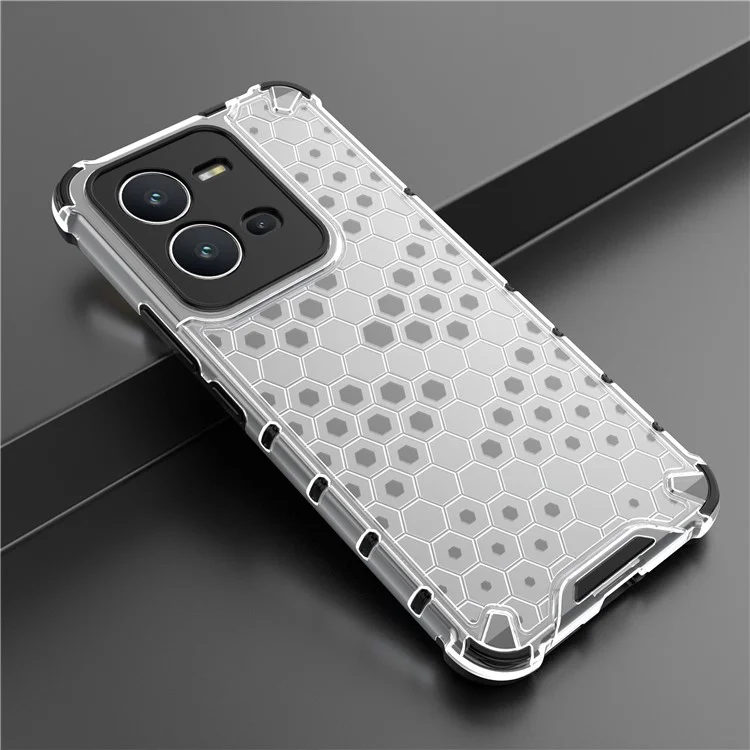 Чехол для vivo V25 5G с противоударной защитой, сотовой текстурой TPU+PC - серый
