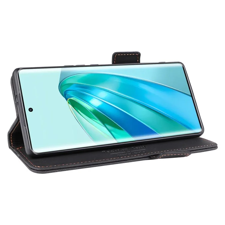 Étui pour téléphone For Honor Magic5 Lite 5G / X9a 5G / X40 5G en cuir PU avec décoration matérielle et support Portefeuille - Noir