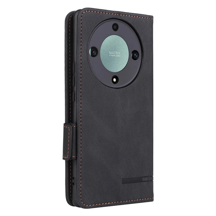 Étui pour téléphone For Honor Magic5 Lite 5G / X9a 5G / X40 5G en cuir PU avec décoration matérielle et support Portefeuille - Noir